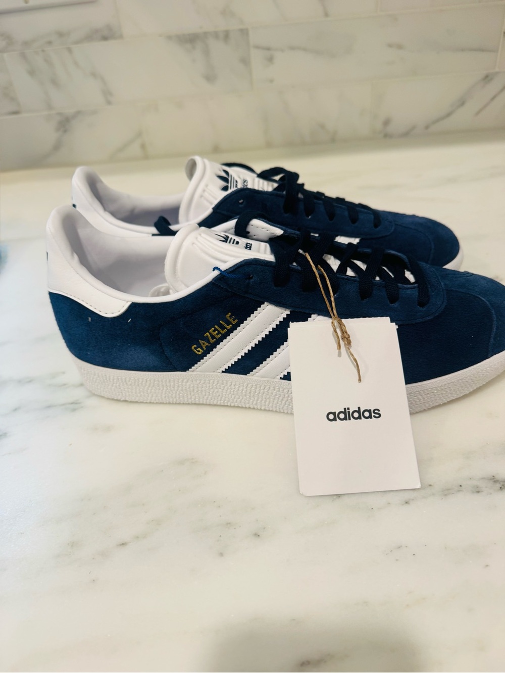 NWT-Adidas Kids Gazelle Sneakers - Navy Blue/White